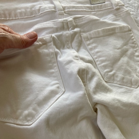 Paige Hidden Hills Straight White Jeans Minimalist, Normcore, Distressed - Picture 9 of 13